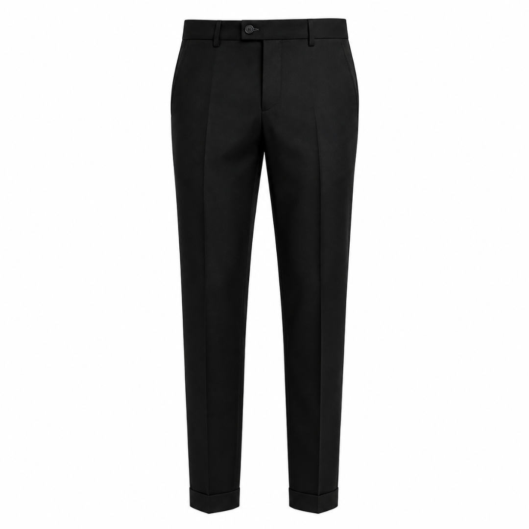 Tailored Wool-Blend Trousers – Classic Black | Jhourney Kazidy