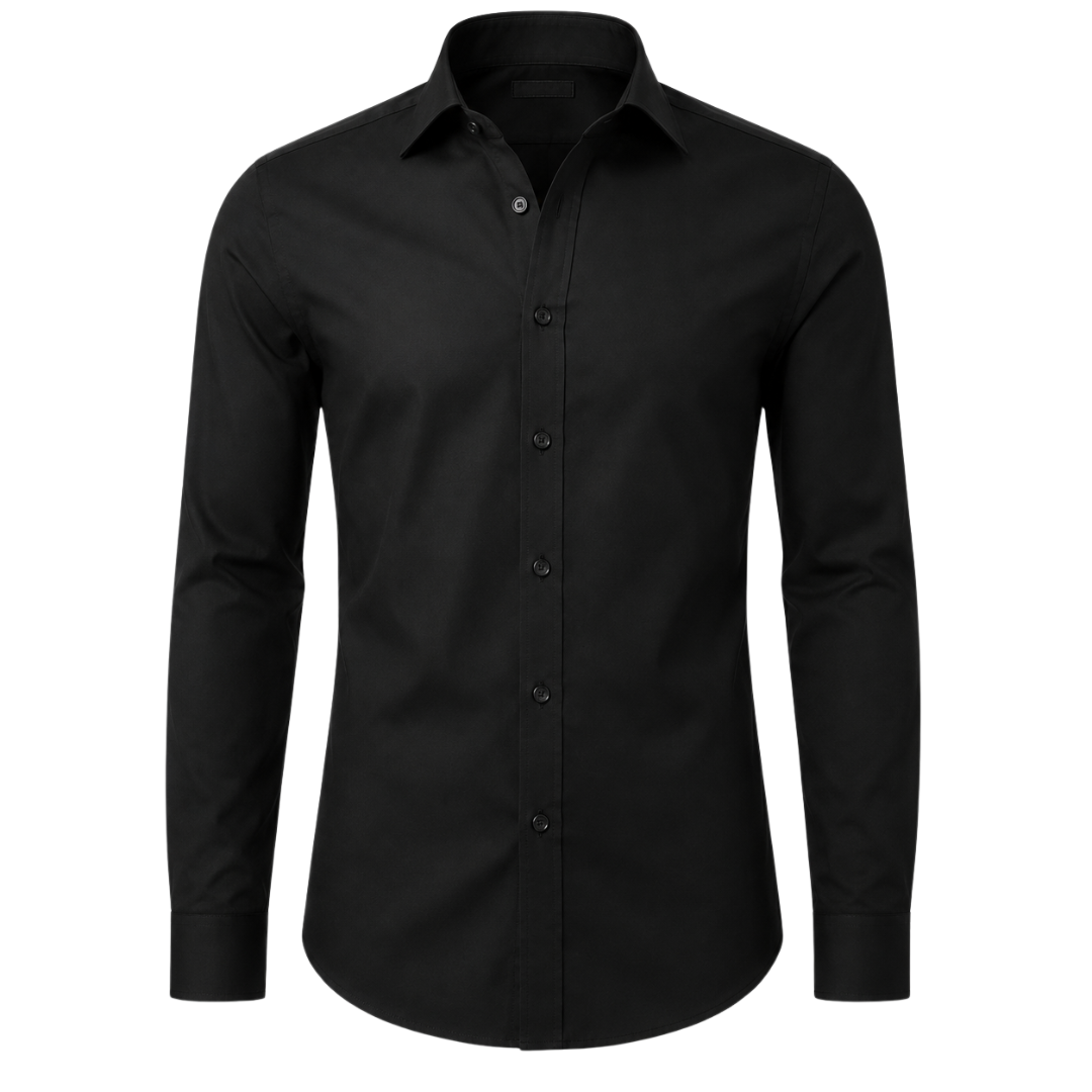 Tailored Premium Cotton Dress Shirt – Black | Jhourney Kazidy