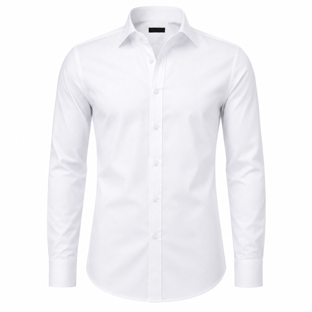 Tailored Premium Cotton Dress Shirt – Crisp White | Jhourney Kazidy