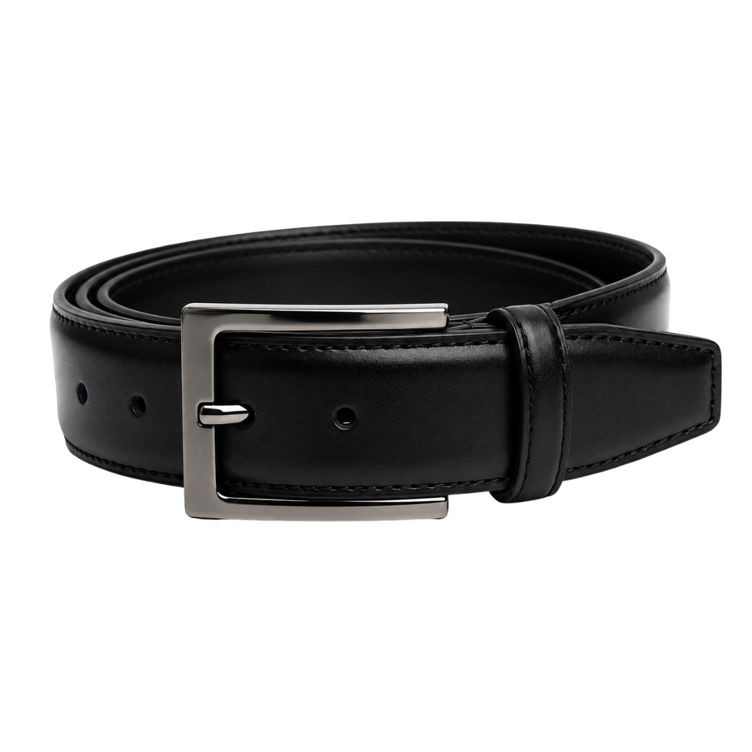 Full-Grain Leather Dress Belt – Classic Black | Jhourney Kazidy