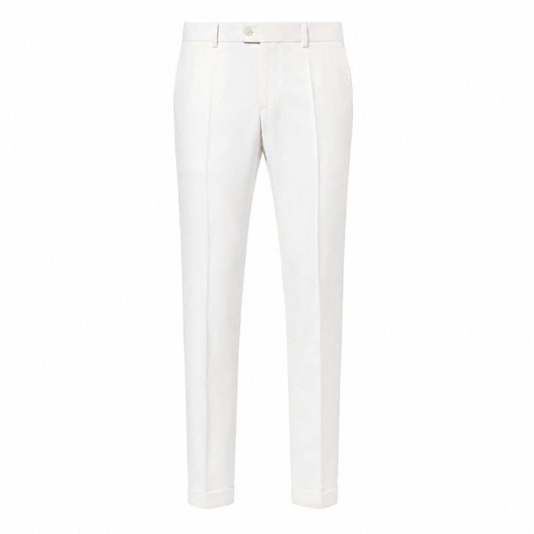 Tailored Wool-Blend Trousers – Ivory White | Jhourney Kazidy